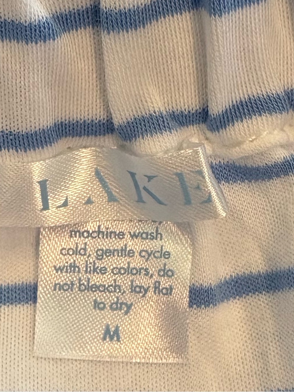 LAKE Pajamas After Bath Wrap in Baltic Blue and White Stripe Pima Cotton Medium - Picture 2 of 7